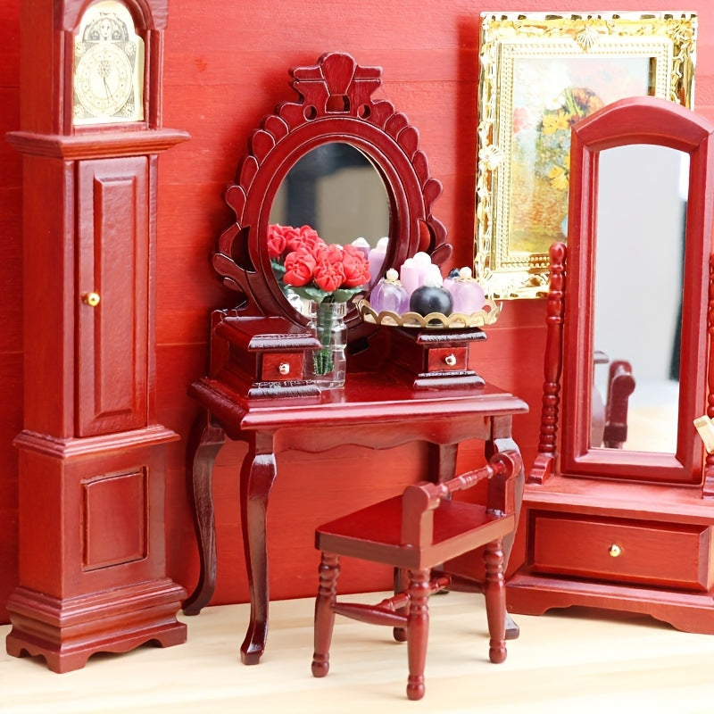 Dressing Table with Stool and Mirror - Mini Furniture for Bedroom