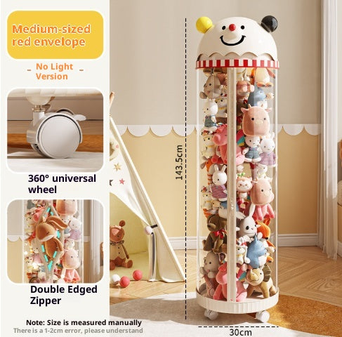 Kids Doll Storage Bucket with Zipper and Light Options - Plush Toy Organizer