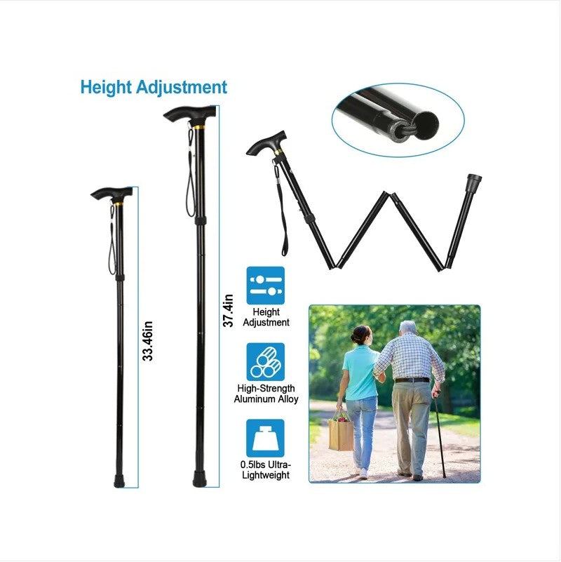 Adjustable Folding Cane for Hiking - Lightweight & Portable
