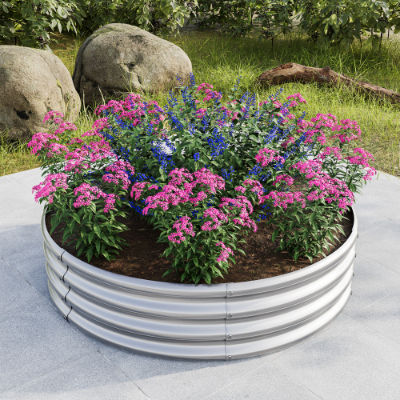 2-Pack Tall Round Metal Garden Bed - Raised Planter Box for Vegetables & Flowers