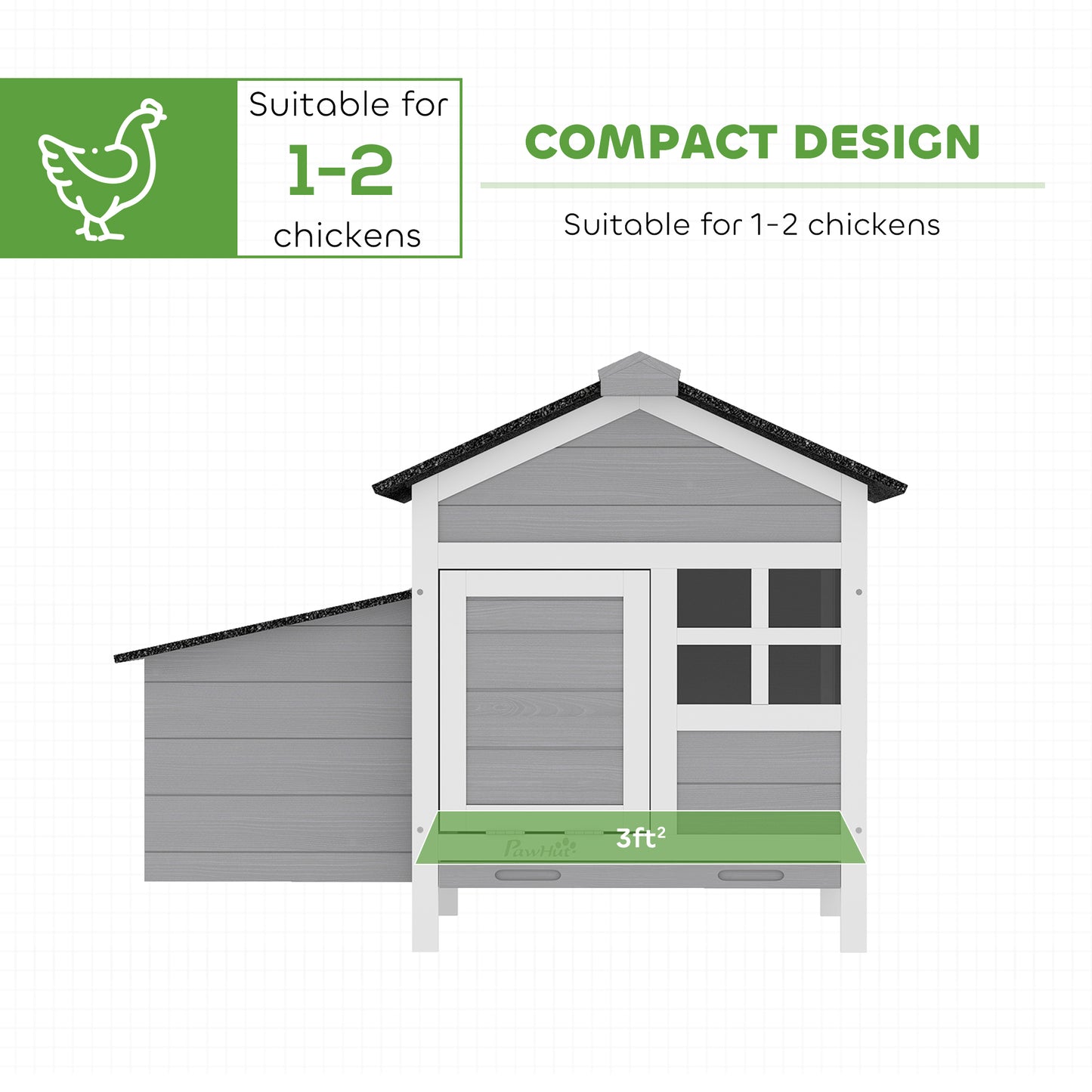 Outdoor Wooden Chicken Coop with Nesting Box and Pull-Out Tray - Weather-Resistant, 36x25x27 Inches