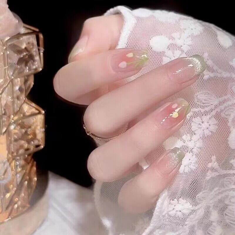 Green Cat Eye Tulip Nail Tips