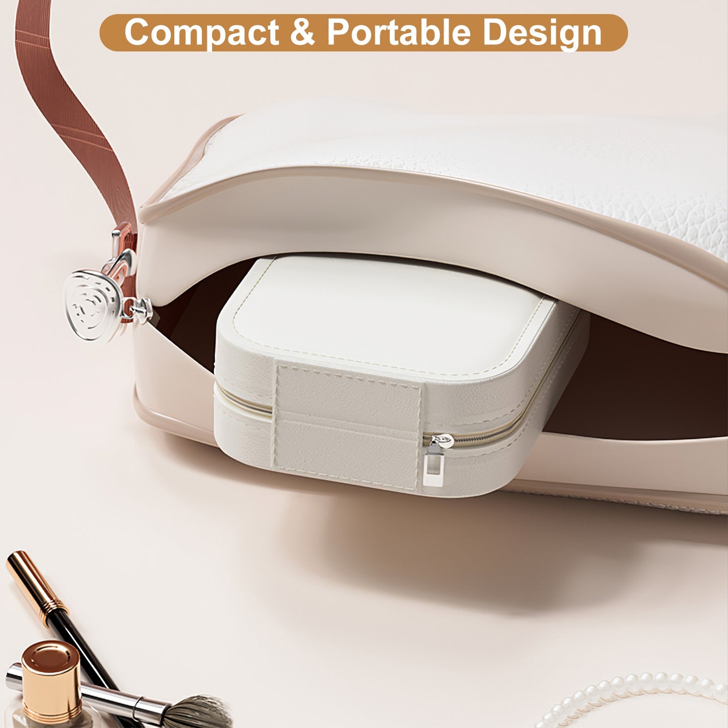 Portable Travel Makeup Bag with Rechargeable LED Mirror and 4 Compartments