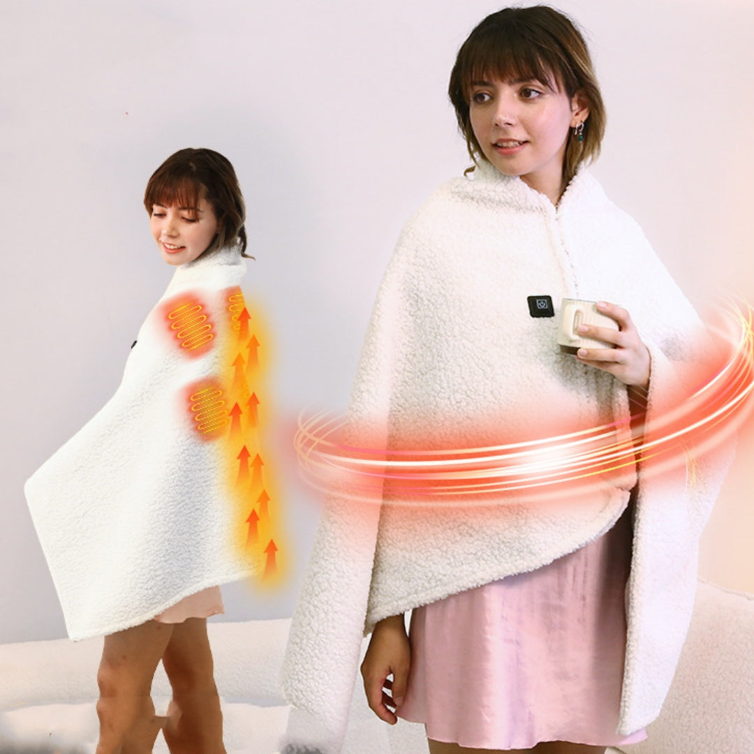 USB Heated Lambswool Blanket with Power Bank and Adapter - Size 150x80cm