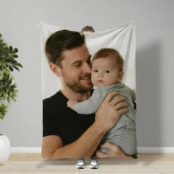 Custom Photo Flannel Blanket - Personalized Gift for Mother's Day