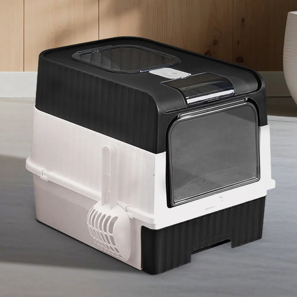 Enclosed Cat Litter Box with Top & Front Entry, Pull-Out Drawer, Odor Control, Large Size