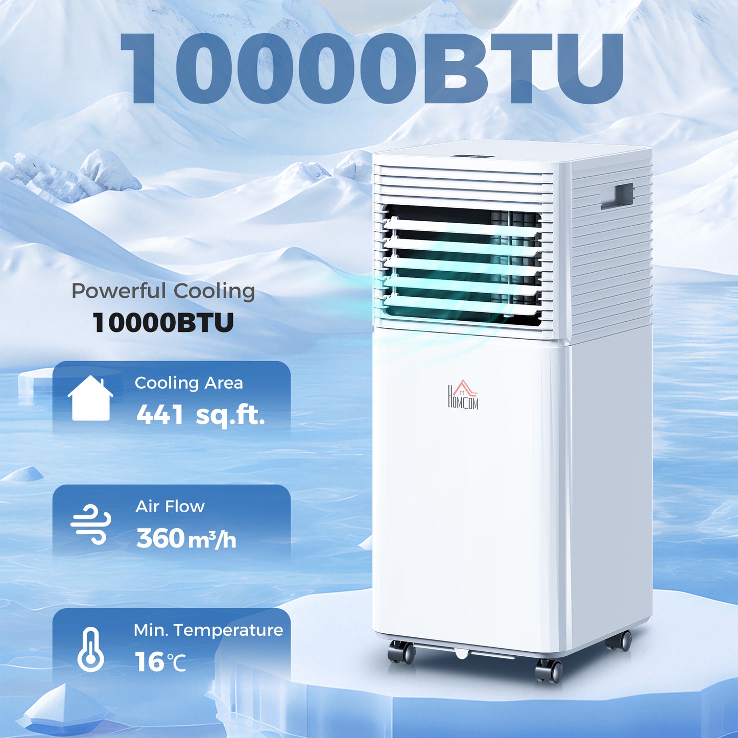Portable 10000 BTU Air Conditioner with Remote & Timer - White
