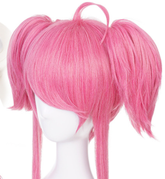 Pink Anime Cosplay Wig Set Short Synthetic Hair for Costumes