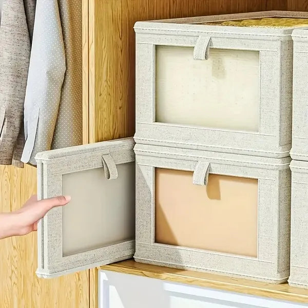 Foldable Clothes Storage Box With Viewing Window - Heavy-Duty