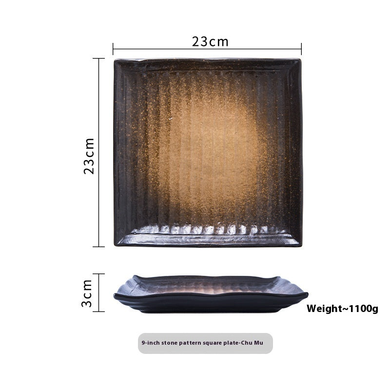 Ceramic Sushi Plate - 9-Inch Square Porcelain Tableware for Kitchen & Dining