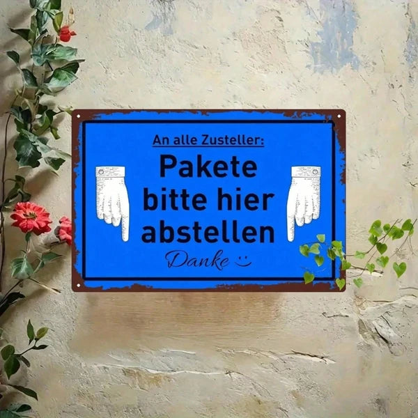 Creative 2D Flat Directional Sign with German Text - Wall Decor