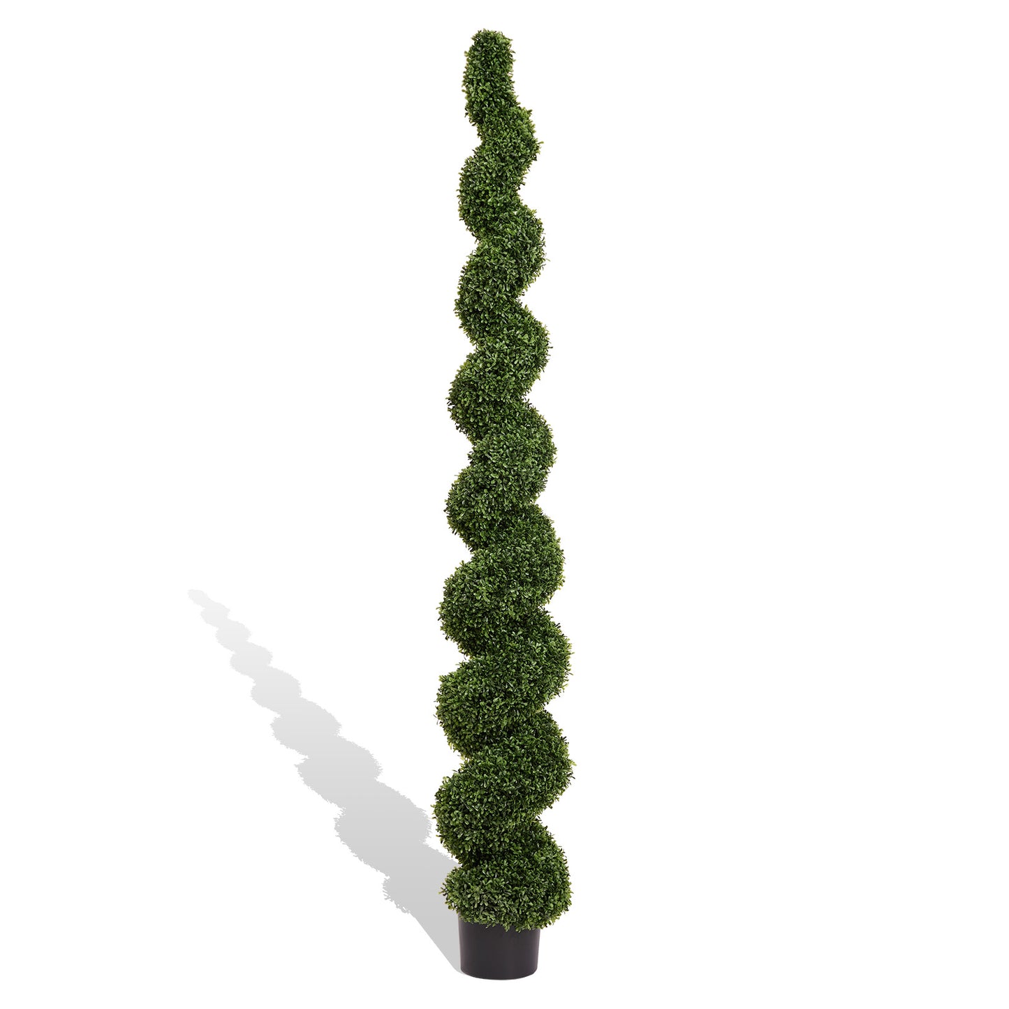 7FT Artificial Spiral Topiary Tree - Green Faux Boxwood Plant