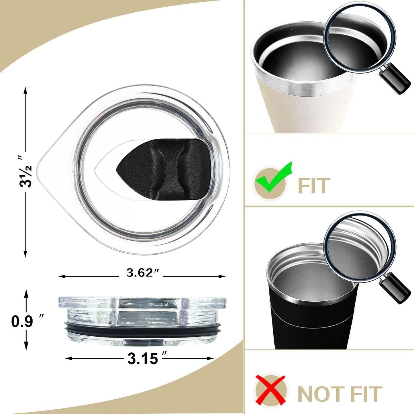 Magnetic Slider Spill Proof Tumbler Cover - 2Pcs 10/20oz