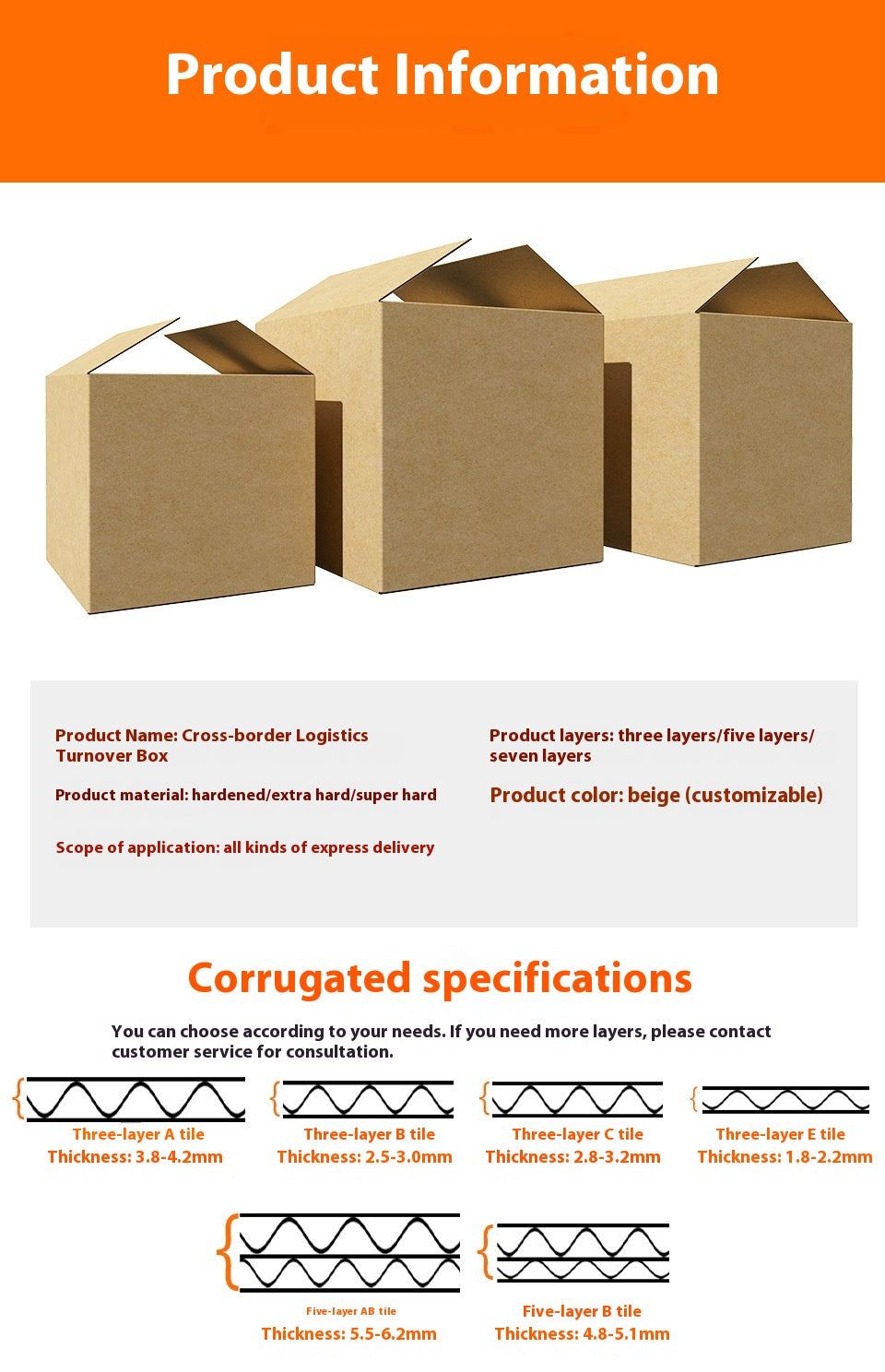 Heavy-Duty Moving Packing Box Carton - Multiple Sizes, 5-Layer Corrugated
