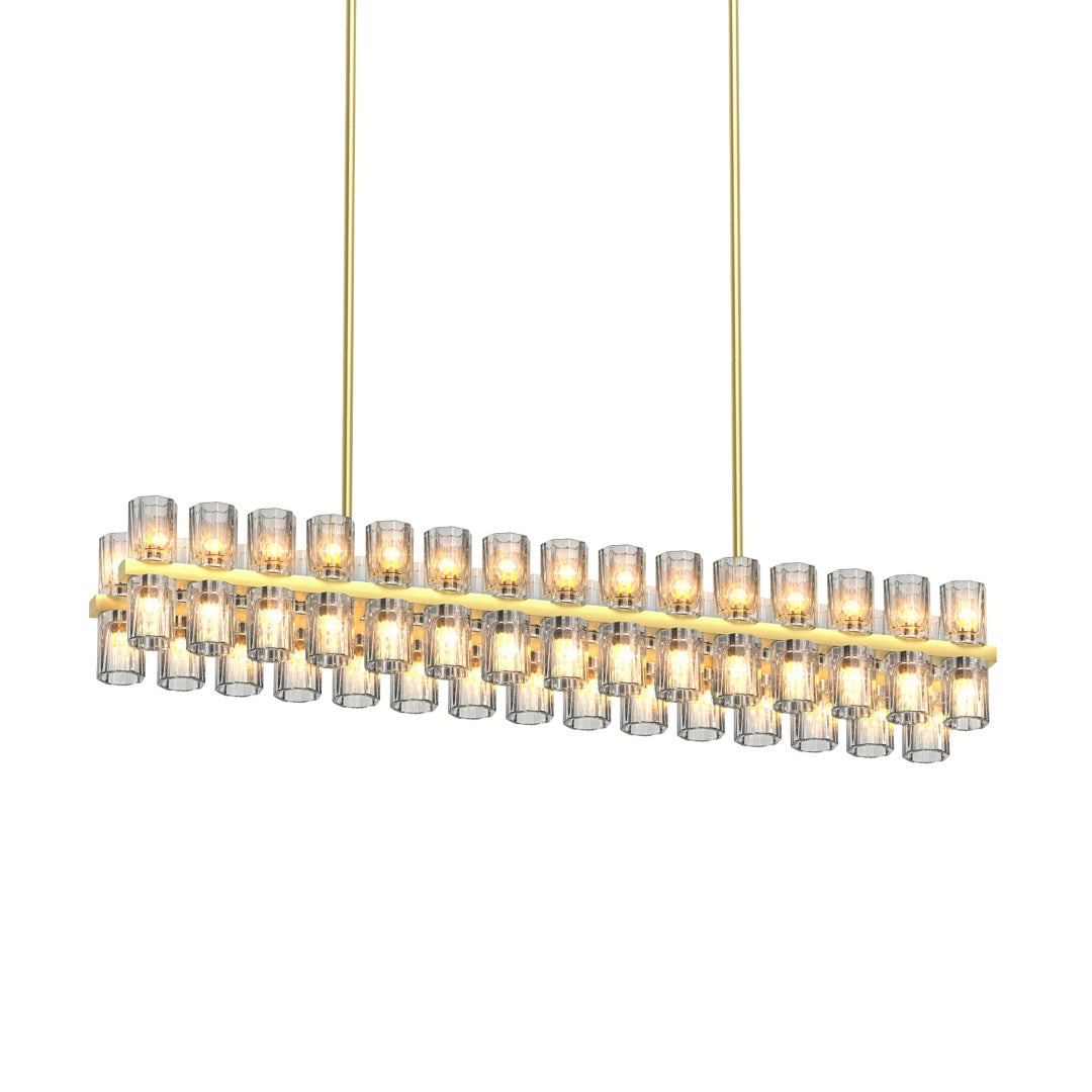 54-Inch Modern Crystal Chandelier for Dining Room - Gold