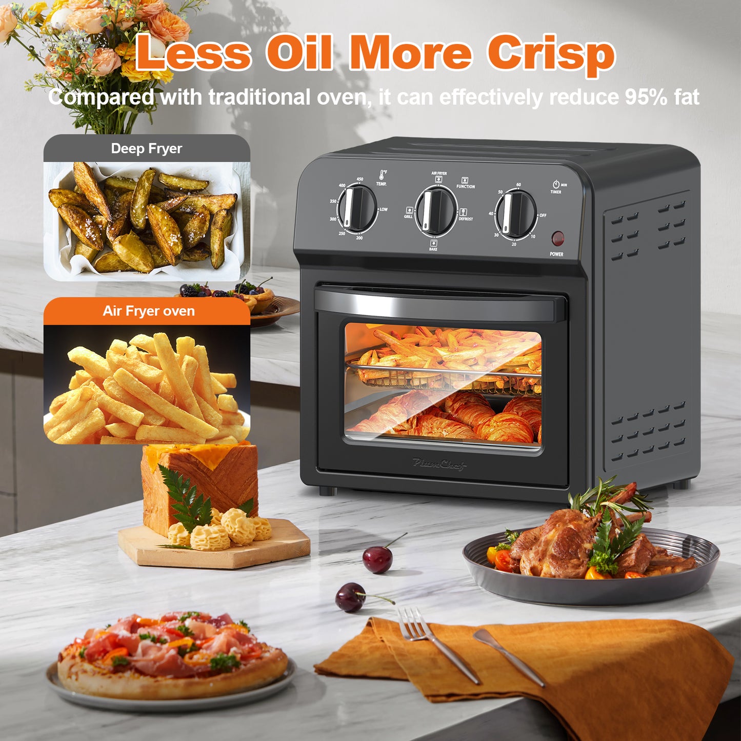 13QT Air Fryer Toaster Oven - 7-in-1 Convection Cooking