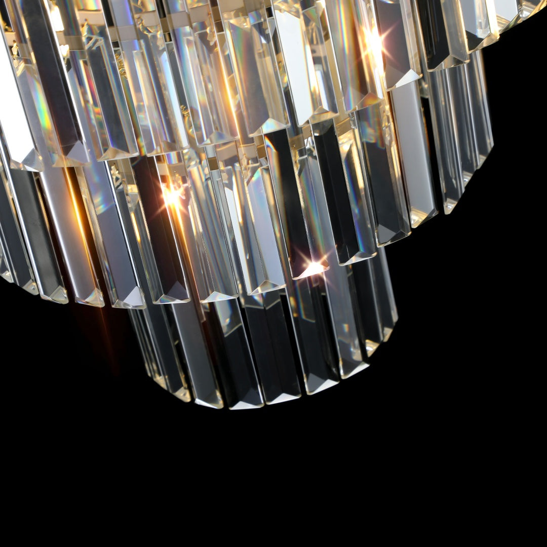 Elegant 3-Tier Crystal Chandelier - Gold Frame Pendant Light