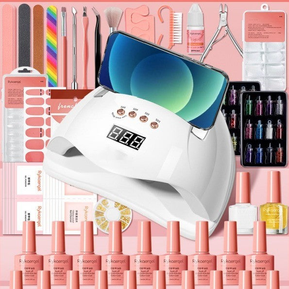 Nail Polish & Manicure Set with UV Light & Tools for Beginners, Home Use