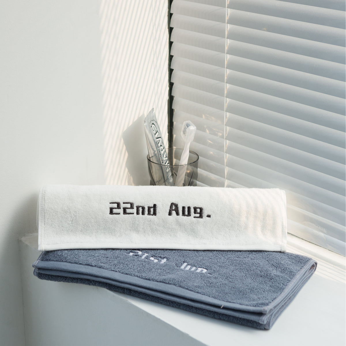 Personalized Cotton Towels with Birthday Embroidery - Customizable Size & Color