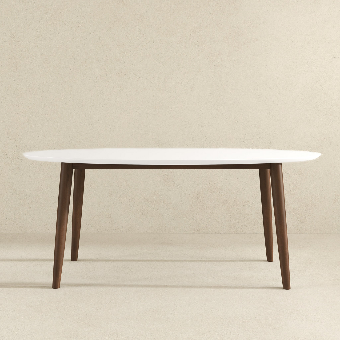 Ada Mid Century Modern Style Solid Wood Dining Table With White Top -