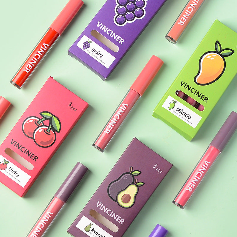 Fruit Lip Gloss Set Matte Finish Moisturizing Waterproof Lip Lacquer