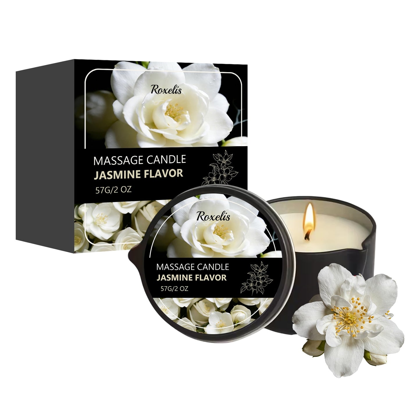 Aromatherapy Massage Candle with Jasmine & Lavender Flavors - Relaxing Scented Candle for Beauty & Spa