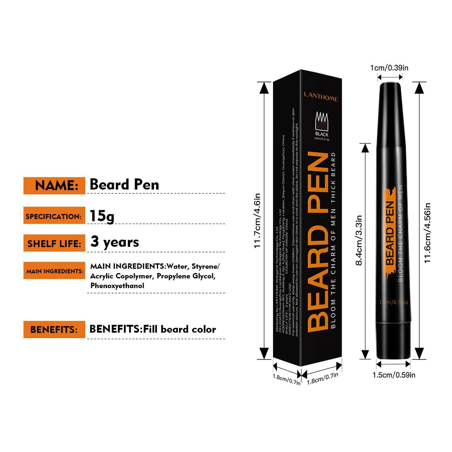 Men's Universal Filling Color Beard Pen - Hair & Grooming