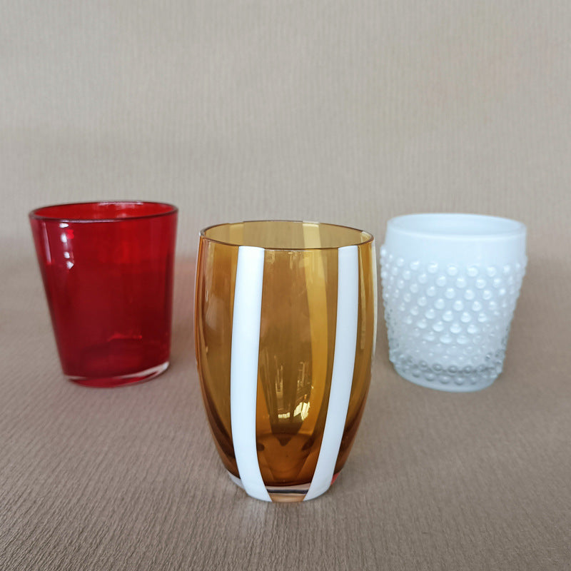 Retro Handmade Glass Wine Cup - Primary Color & Gradient Pattern, 201-300ml