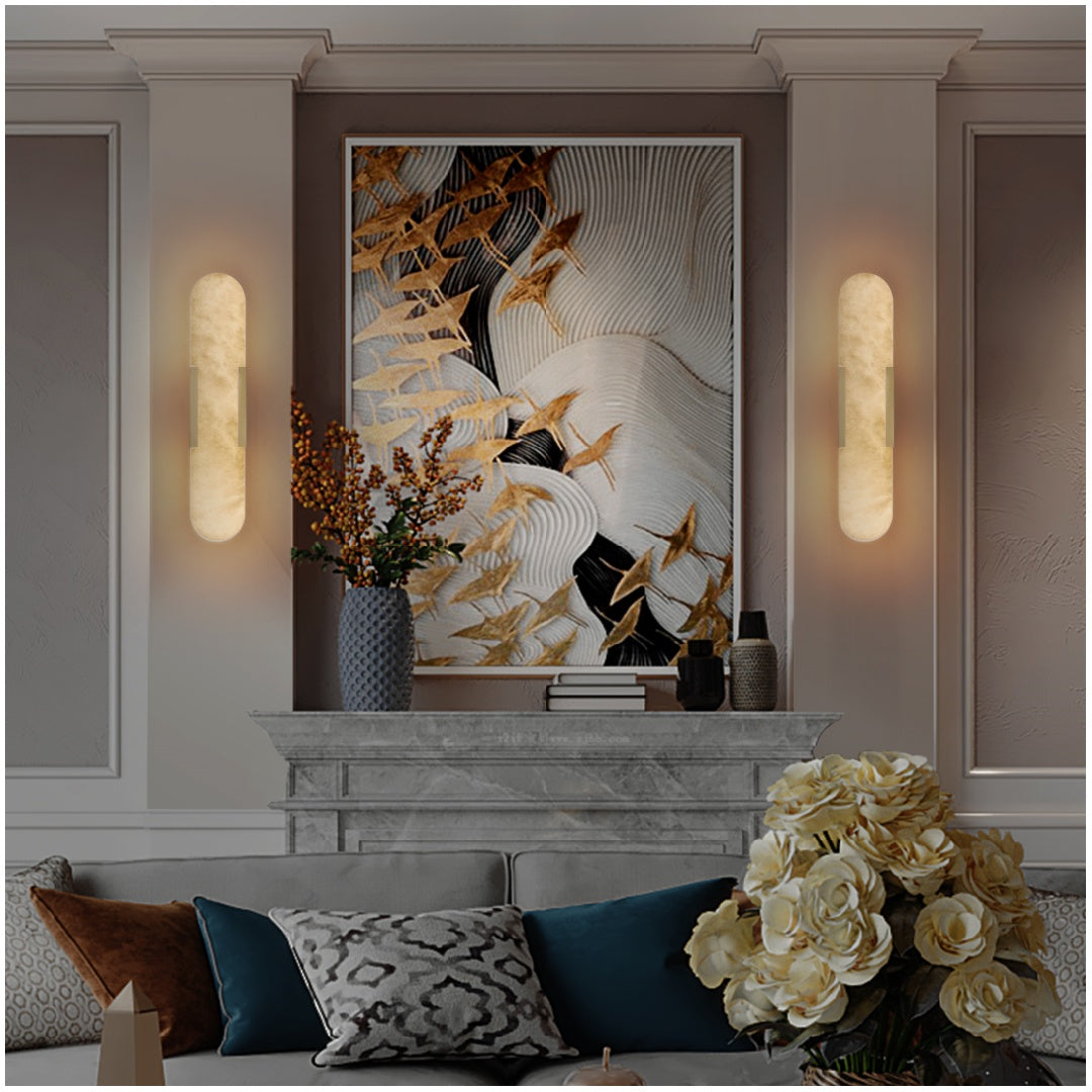 Natural Marble Wall Sconce Set - Modern Gold Lighting for Home