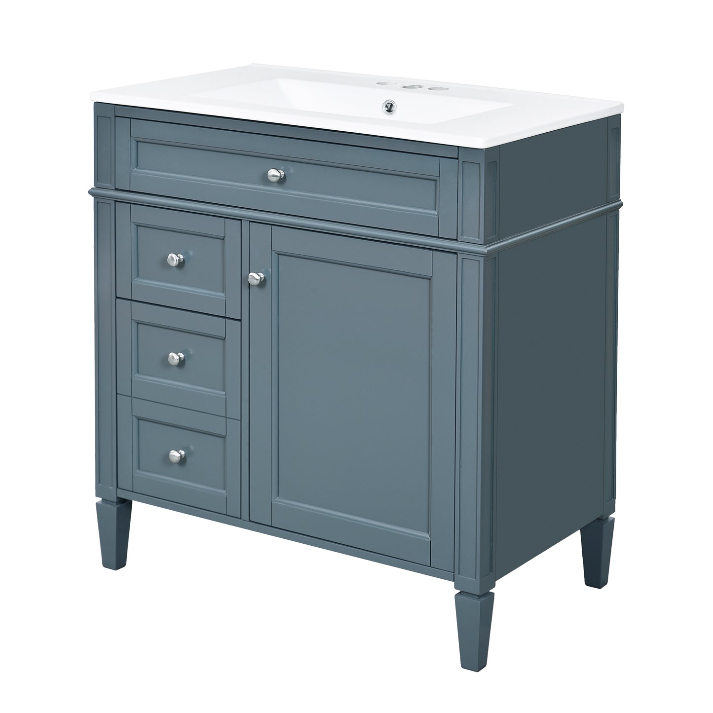 30'' Modern Bathroom Vanity with Sink & Storage - Blue