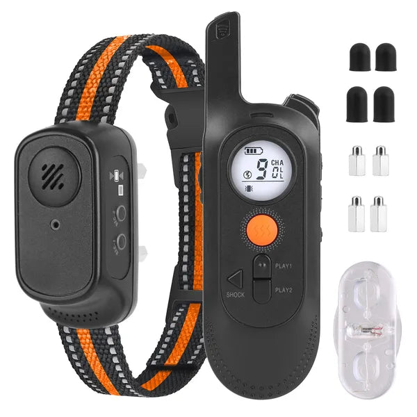 Dog Training Collar Waterproof Vibration Electric Shock Beep Trainer - Black