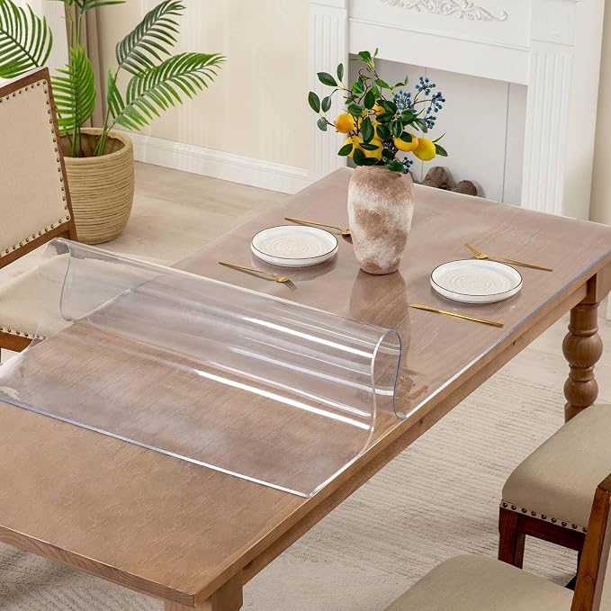 Clear Table Protector Mat - 1.5mm Thick Waterproof PVC Cover