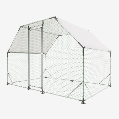 Large Walk-In Chicken Coop with Waterproof Cover - Metal Poultry Run 9.94 ft x 6.46 ft x 6.36 ft