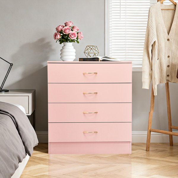 4-Drawer Pink Matt Finish Cabinet with Rose Gold Handles