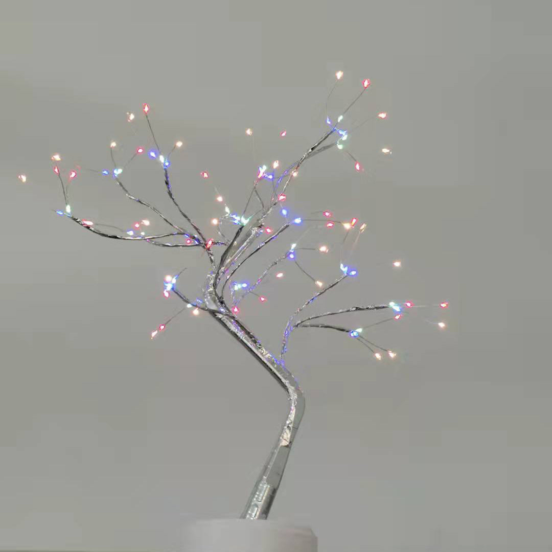 LED Fire Tree Night Light - Decorative Firefly Branch with Plum Shape