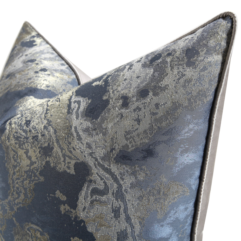 Blue Gray Jacquard Cushion Cover - Modern Home Decor 45x45cm, 50x50cm