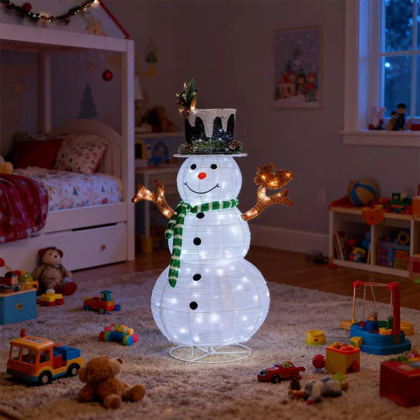 4FT Lighted Snowman with Squirrel - Christmas Yard Decoration