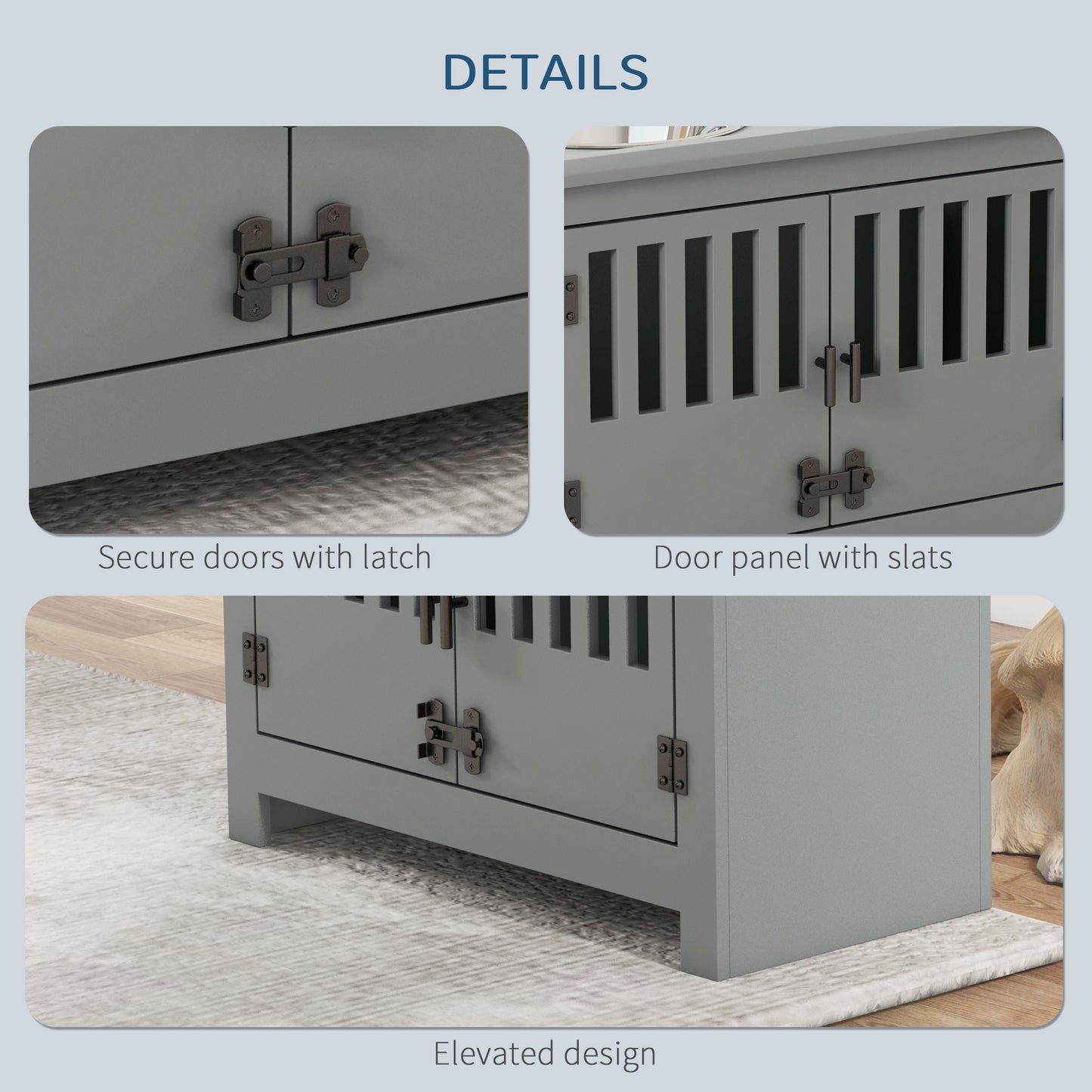Dog Food Storage Cabinet with Bowls and Feeding Station - Gray