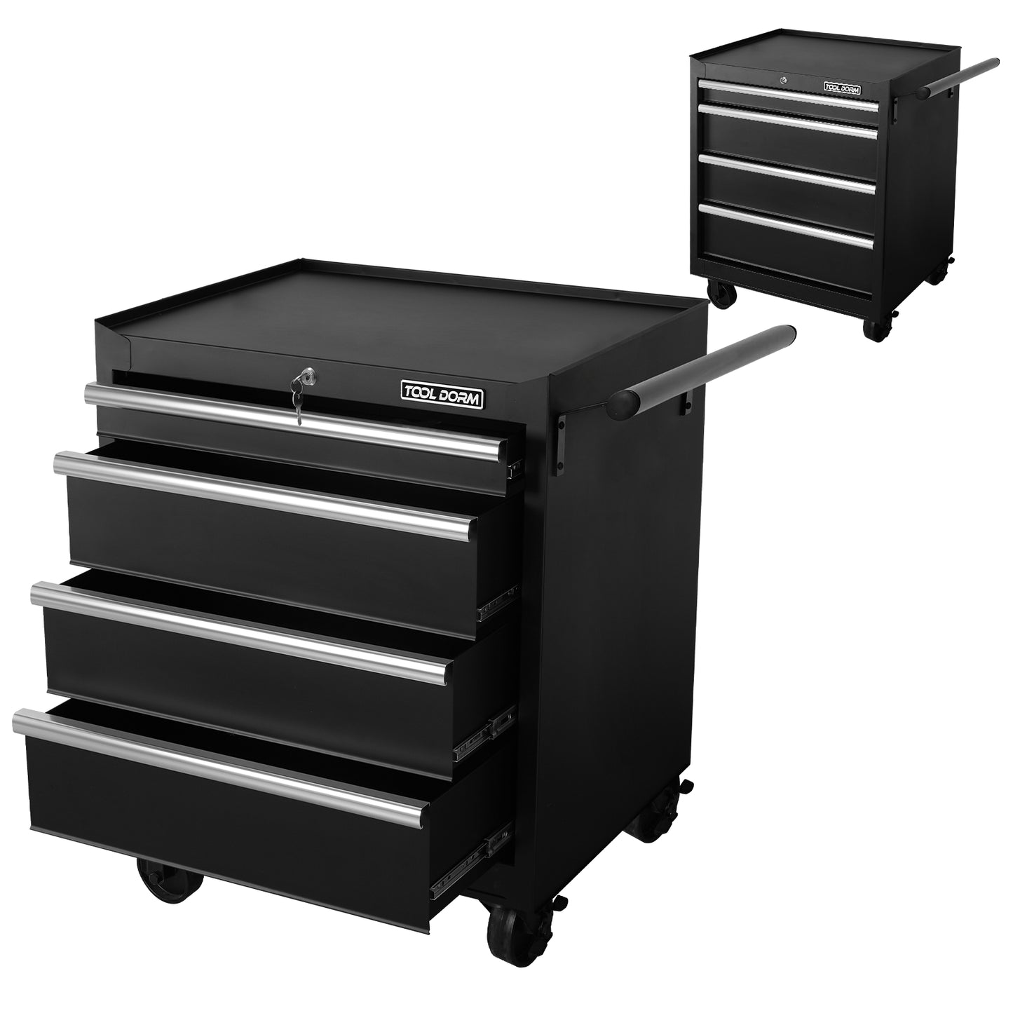 27-Inch Metal Tool Storage Cabinet with 4 Drawers and Wheels, Garage Workshop Organizer