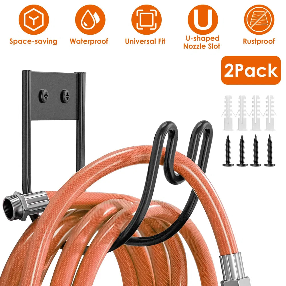 Heavy Duty Garden Hose Holder - Stainless Steel Wall Mount Rack