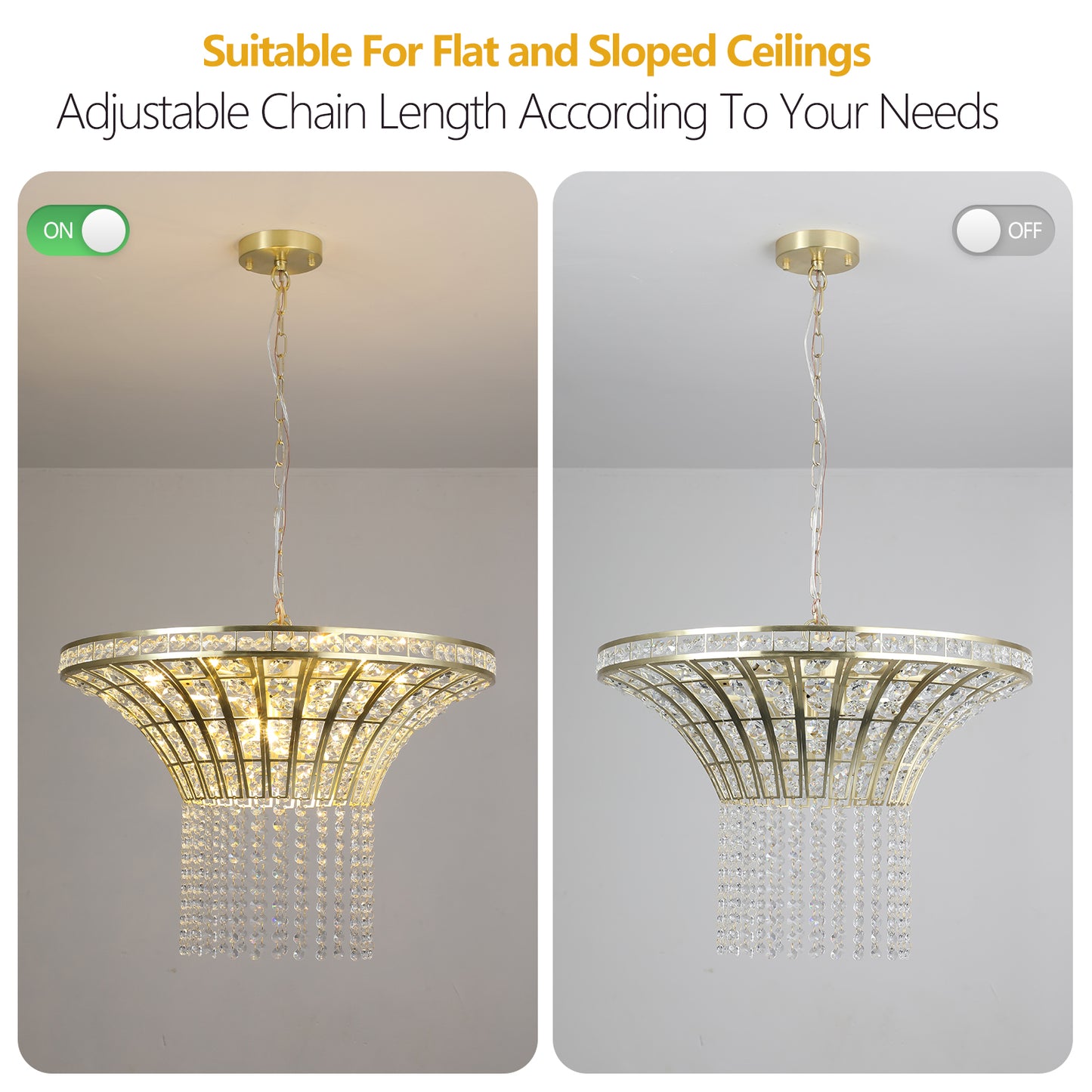 Crystal Waterfall Chandelier - 8-Light, 23.6" Wide