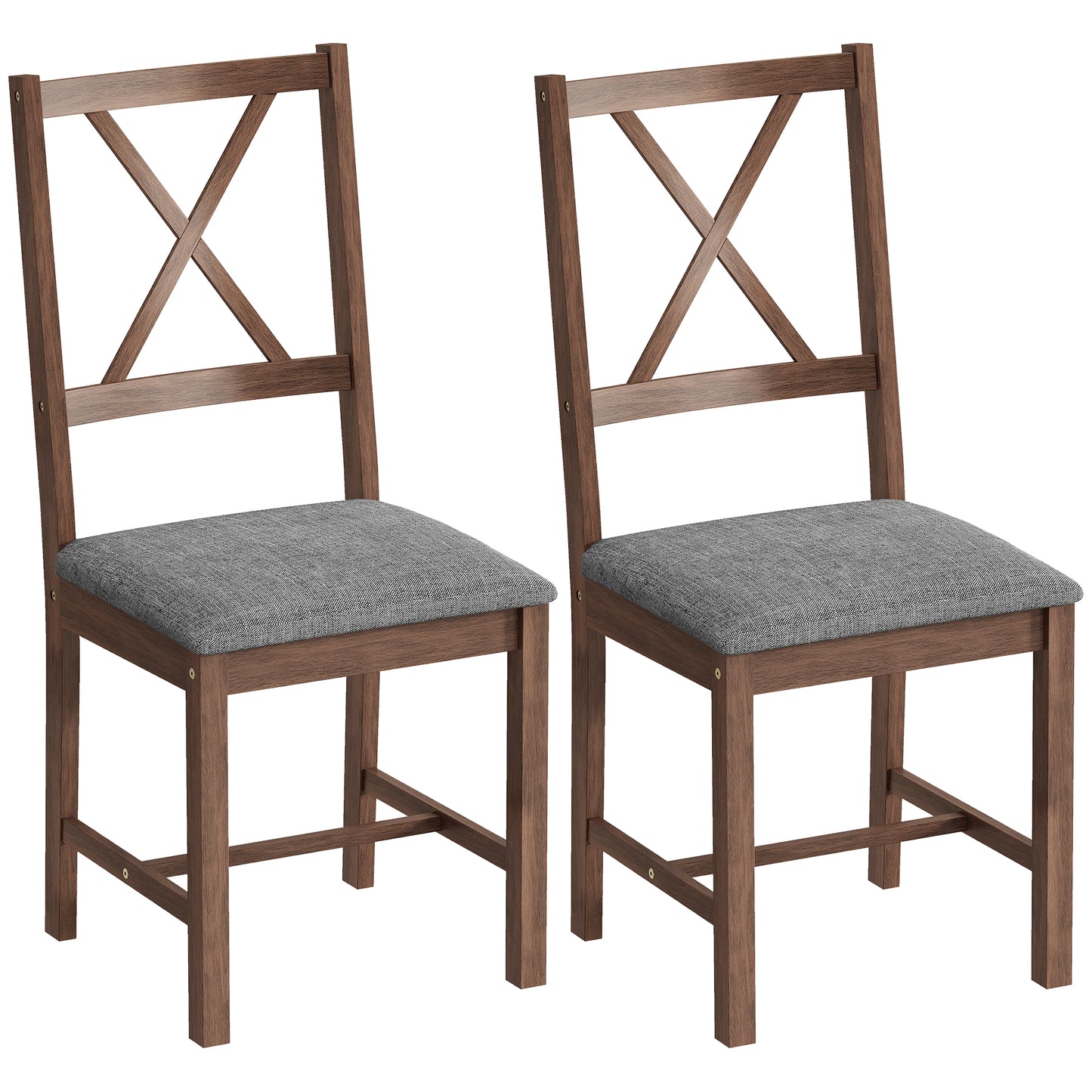 Set of 2 Dining Chairs, Upholstered X-Back Room Chairs with