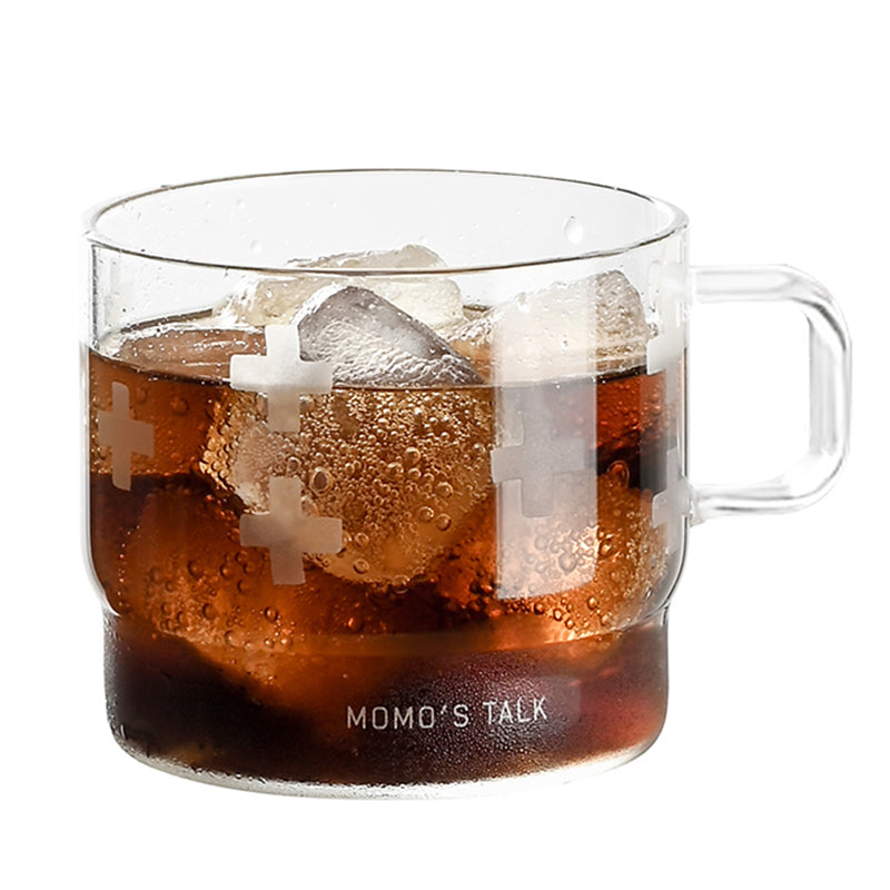 High Temperature Resistant Glass Cup - Clear Drinkware with Dot & Cross Patterns