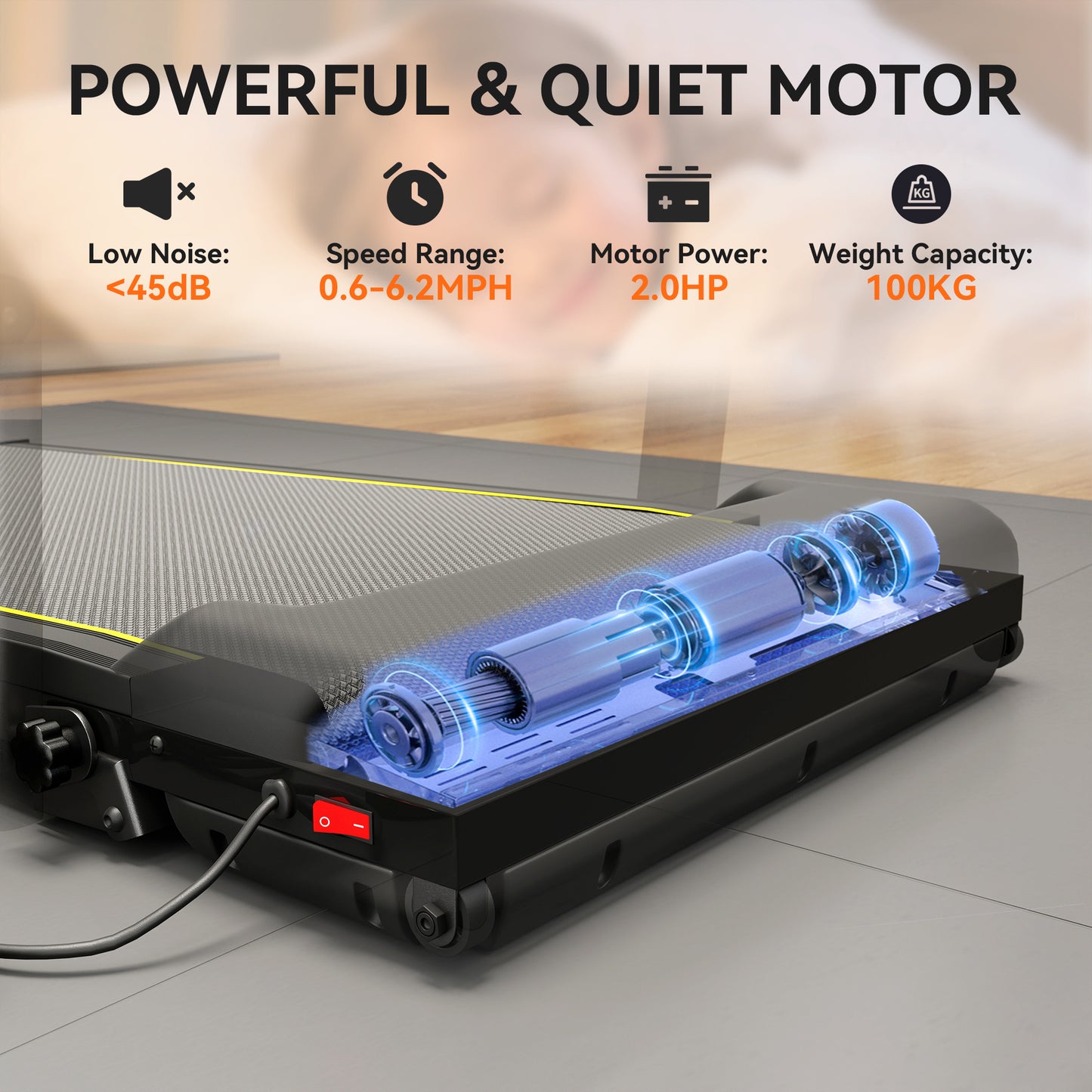 Foldable Under Desk Treadmill with Remote Control & LED Display