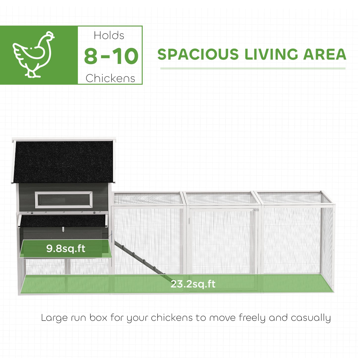 137-Inch Wooden Chicken Coop for 4-6 Chickens - Dark Gray Backyard Poultry House