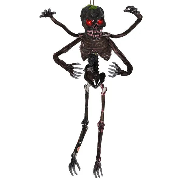 6ft Halloween Skeleton Decoration - Sound-Activated, Flashing Eyes, Poseable Arms