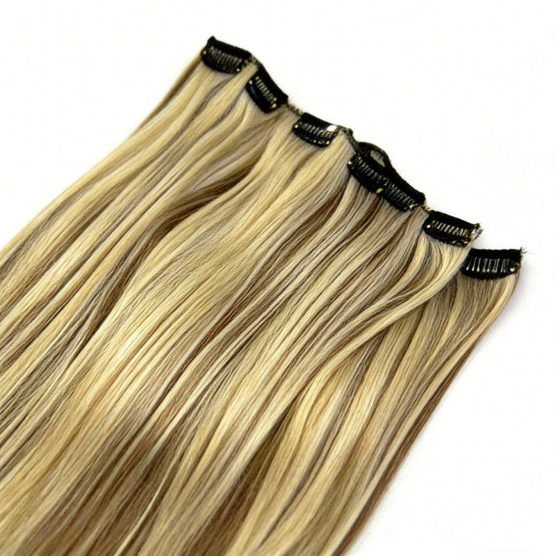 Clip-In Synthetic Hairpiece - Cool Brown with Blonde Highlights, HH008