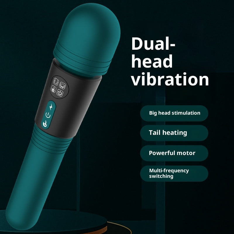 Rechargeable Double-Headed Vibrating Warming Wand for Adult Wellness