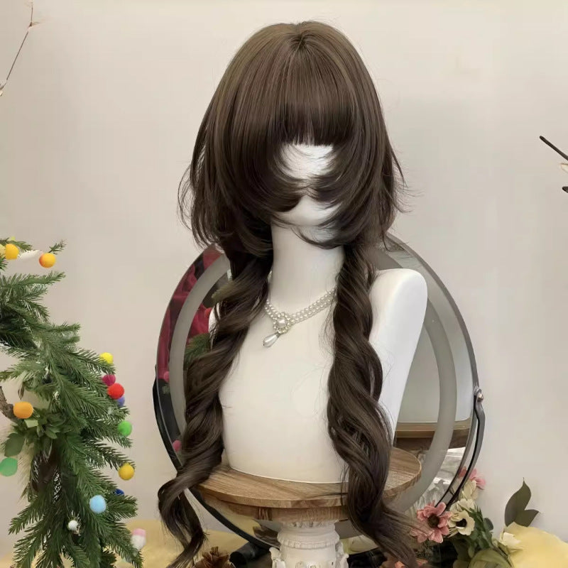 Jellyfish Style Synthetic Wig with Long Curl & Face-Flattering Fit - Cool Brown