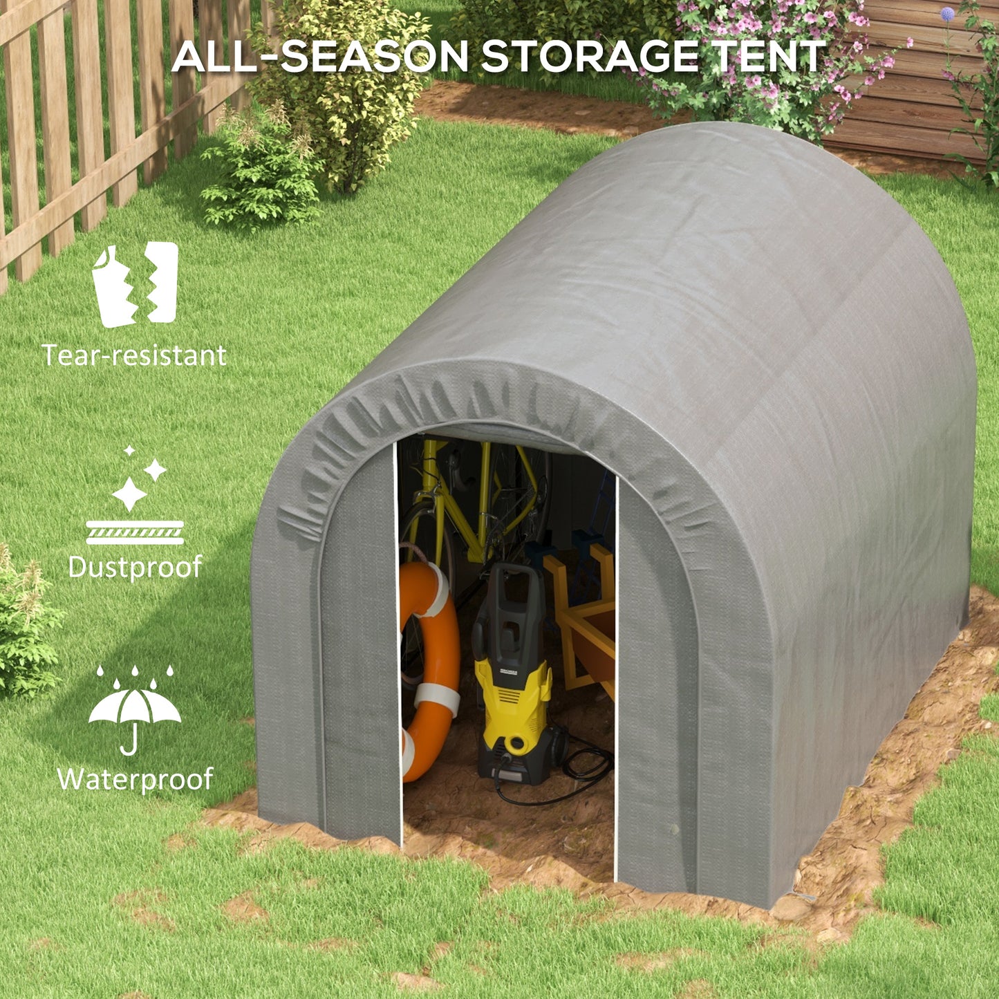 Heavy Duty Waterproof Outdoor Storage Tent - 6x8, Dark Gray